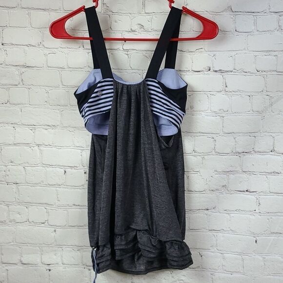 Lululemon Run Athletic Tank Top Gray/Black Stripe Coolmax Power Luxtreme Loose - Picture 3 of 9
